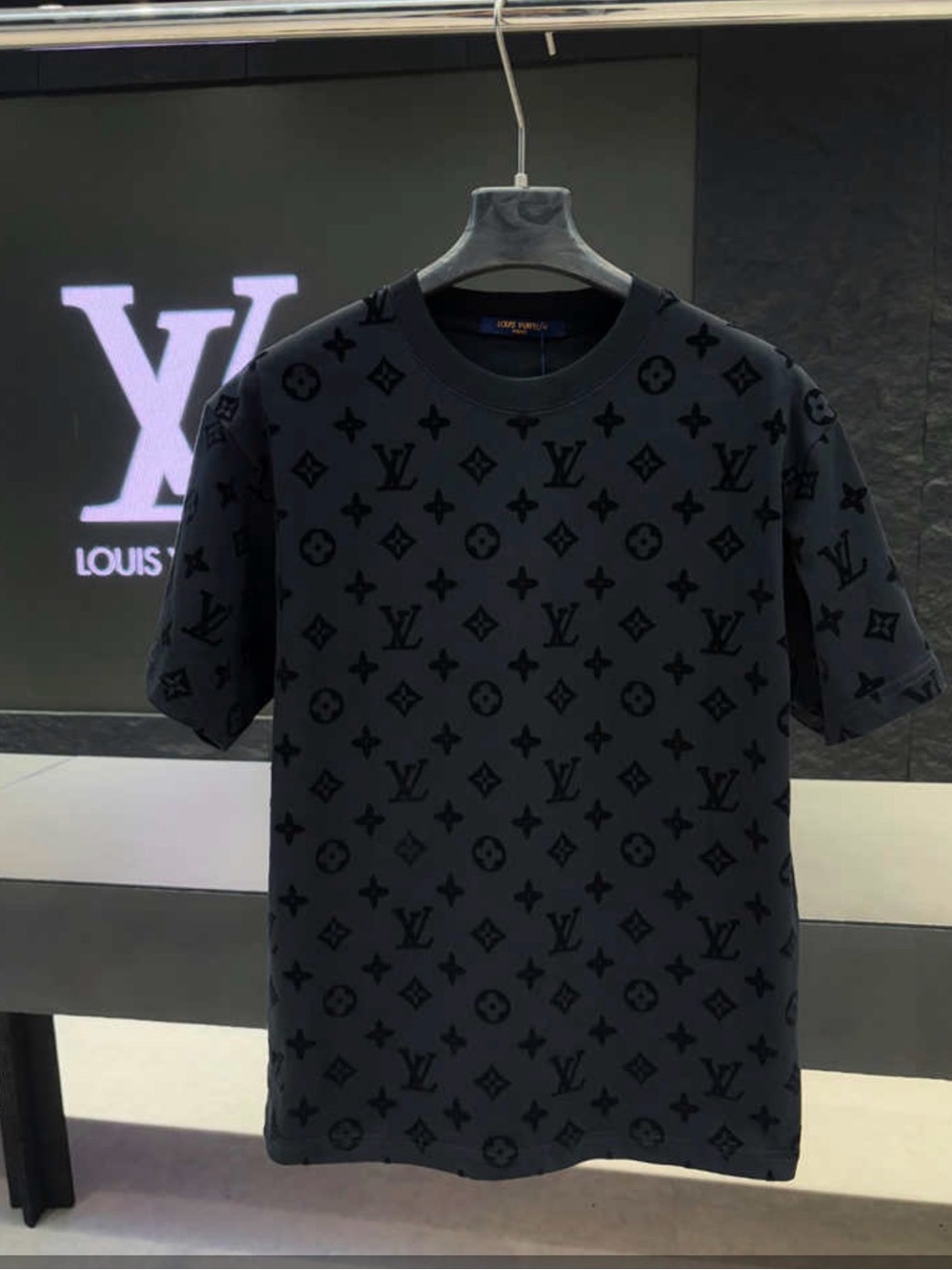 Louis Vuitton Black Tonal Monogram Short Sleeve Tee